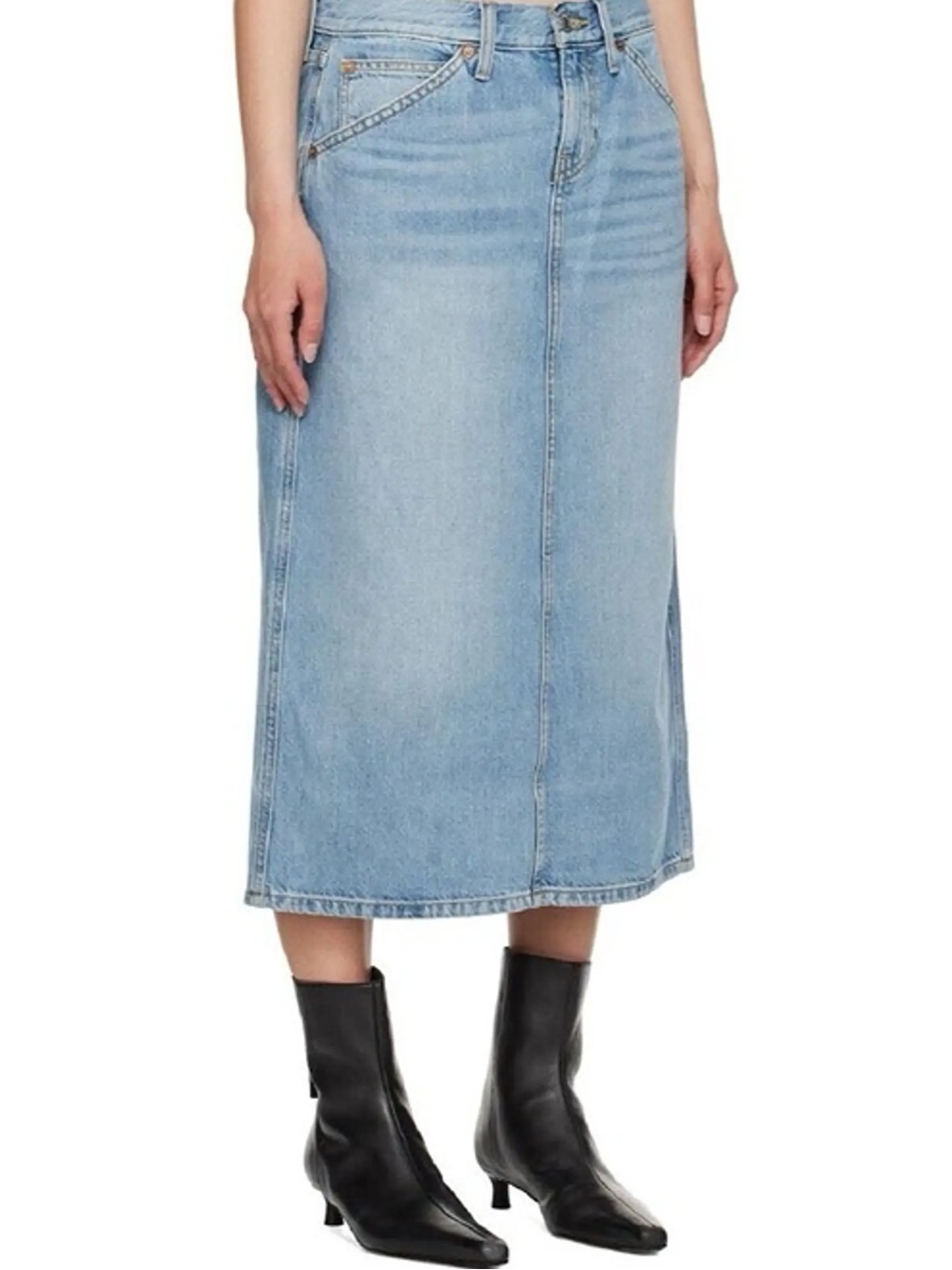 Re/Done 70s Ultra High Rise Light Blue Denim Skirt